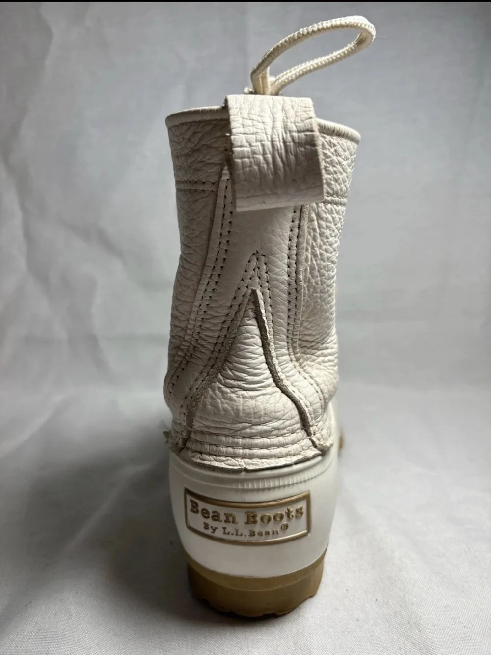 L.L. Bean Women's Off-White Lace-Up Duck Boots with Tan Sole women’s 9.5 men’s 8